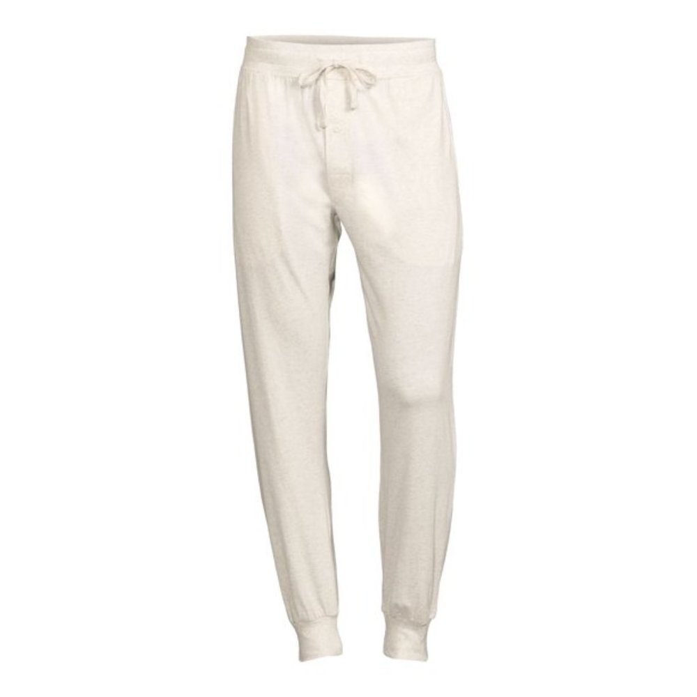 HANES MEN'S SIZE XL KNIT JOGGER SLEEP PANTS OATMEAL DRAWSTRING COMFORT FLEX FIT